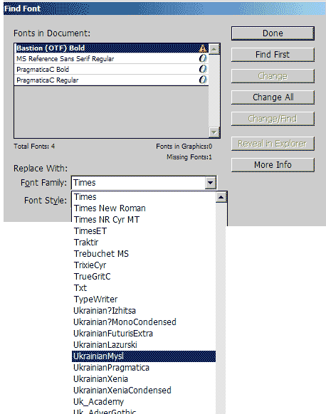 Заміна шрифта, що відсутній в системі - Adobe Indesign