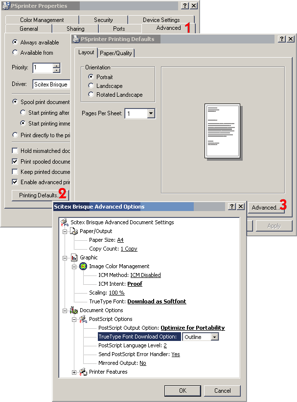 Розшірені опції постскриптового принтера для поліграфії - Windows